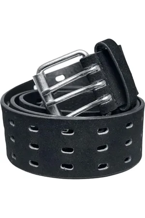 Urban classics Unisex TB5849-Velour Leather Tripple Thorn Buckle Belt Gürtel, Black, L/XL