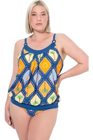 Ulla Popken Damen Tankini, Enya, Hawaiian Chess Tankini-Set, , 50-52 EU