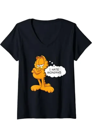 Garfield Damen - Ich hasse Montage T-Shirt mit V-Ausschnitt