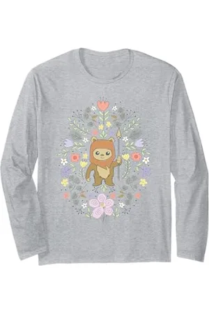 STAR WARS Cute Ewok Spring Flowers Pastel Color Big Logo Langarmshirt