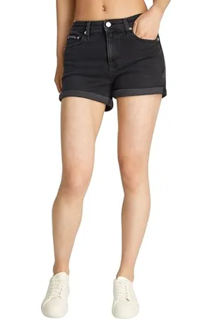 Calvin Klein Damen Jeans Shorts Mid Rise, Schwarz (Denim Black), 29W