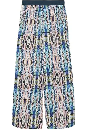 QS by s.Oliver Gemusterte Wide-Leg-Hose aus satinierter Viskose 164
