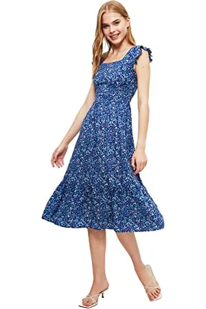 Trendyol Damen Midi, A-Linie, Normale Passform, gewebtes Kleid, , 62