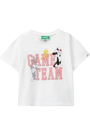 Benetton Mädchen T-Shirt 3I1XG10HF Kurzarm Shirt,