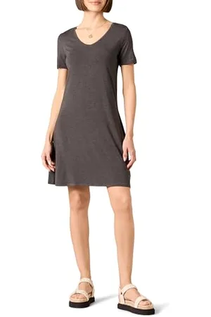 Amazon Damen Normales kurzärmliges Swingkleid mit V-Ausschnitt, , M