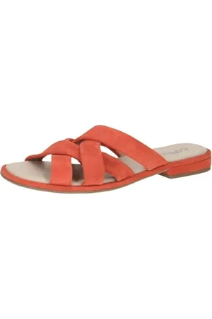 Caprice Damen Pantoletten aus Leder Sommer, Orange , 38 EU