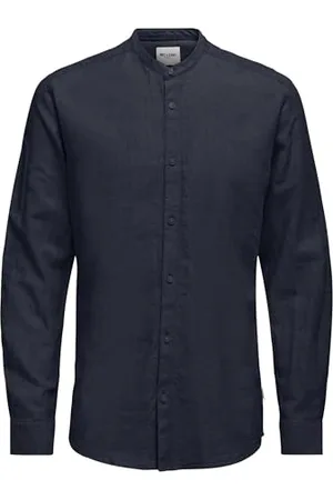 Only & Sons Herren ONSCAIDEN LS SOLID Linen Mao Shirt NOOS Kurzarmhemd, , XL