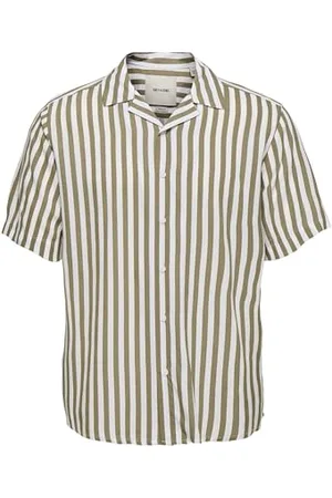 Only & Sons Herren Leichtes Kurzarm Hemd mit Resort Kragen Gestreiftes Freizeit Shirt aus Viskose ONSWAYNE, Farben:Beige, Größe Hemd:XL