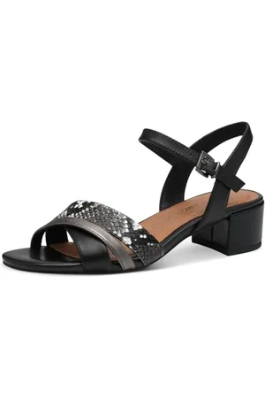 Marco Tozzi Damen Sandalen mit Absatz mit Lederanteil Elegant, Schwarz , 40 EU