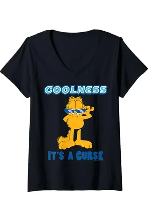 Garfield Damen - Coolness Is A Curse T-Shirt mit V-Ausschnitt