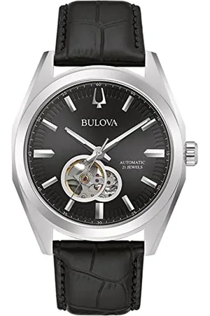 BULOVA Herren Analog Automatik Uhr mit Leder Armband 96A273
