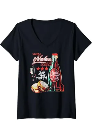 Fallout Damen Video Game Take a Nuka Cola Break Zap That Thirst T-Shirt mit V-Ausschnitt