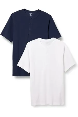 Amazon Herren Kurzärmliges Henley-Shirt aus Piqué mit normaler Passform (erhältlich in Übergrößen), 2er-Pack, , XXL