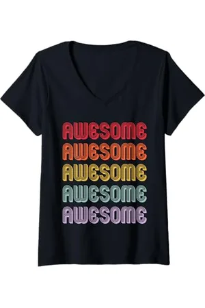 Awesome apparel Damen Fantastisch T-Shirt mit V-Ausschnitt