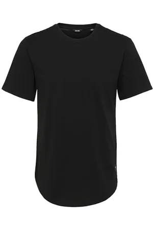 Only & Sons Herren O&S Rundhals T-Shirt Langes Kurzarm Shirt ONSMATT Einfarbig Stretch Basic Baumwolle, Farben:Schwarz, Größe:XL