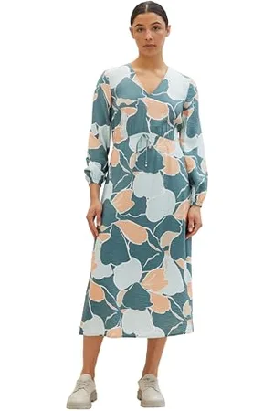 TOM TAILOR Damen Maxi-Kleid mit Muster, , 44