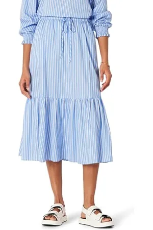 Amazon Damen Ausgestellter Midirock mit Stufen und Baumwoll-Satin (Top Separat Erhältlich), , S