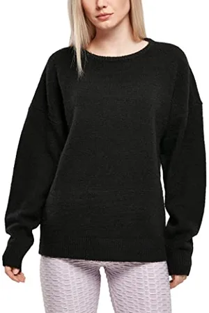 Urban classics Damen Ladies Chunky Fluffy Sweater Sweatshirt, Black, XS