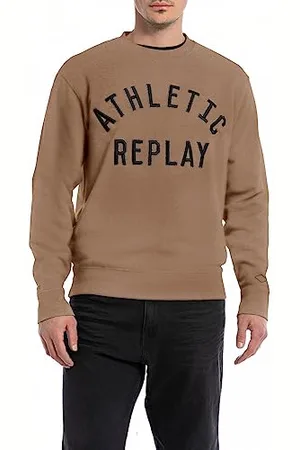 Replay Herren Sweatshirt mit Logo ohne Kapuze, (Braun), L
