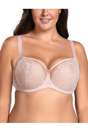 Vivisence Bügel BH Spitze Transparent Vollschale Nicht Abnehmbare Träger Seitensichel Elastisches Netz, Pink,75H