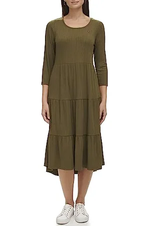 Tommy Hilfiger Damen Tiered Stripe Midi Dress Lässiges Kleid, , XX-Large