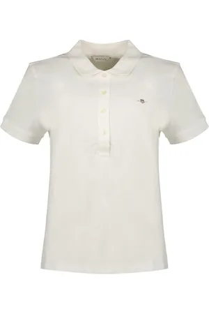 GANT Damen Slim Sheild Cap Sleeve Pique Polo, White, M