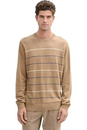TOM TAILOR Herren Strickpullover aus Baumwolle mit Streifen, , L