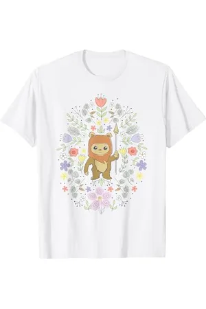 STAR WARS Cute Ewok Spring Flowers Pastel Color Big Logo T-Shirt