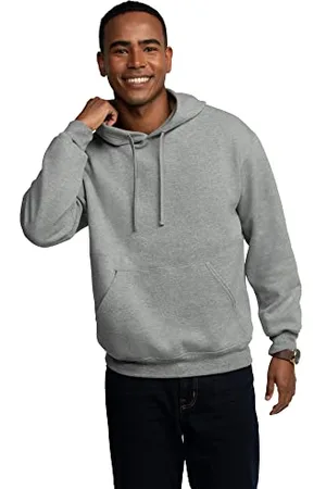 Fruit Of The Loom Uni Eversoft Fleece Hoodies, Moisture Wicking & Breathable, Hooded Sweatshirt Kapuzenpullover, Grau melierter Pullover, Medium