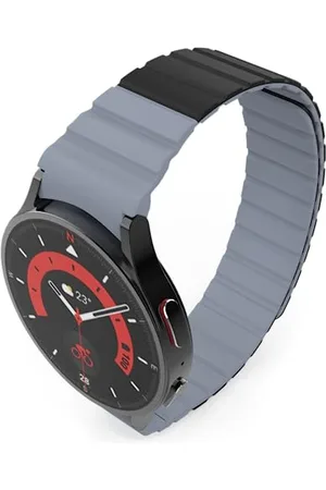System-S Armband 20 mm aus Silikon magnetisch für Samsung Galaxy Watch 5 4 in Schwarz