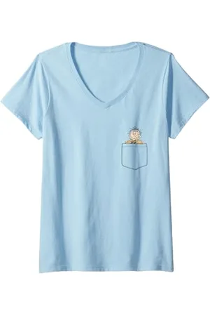 Peanuts Damen Snoopy Pig Stift, mit Kunsttasche T-Shirt mit V-Ausschnitt