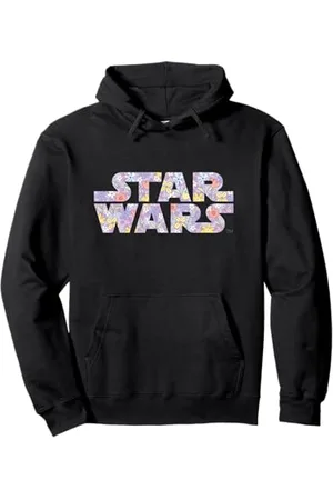 STAR WARS Iconic Spring Flowers Pastel Colors Big Chest Logo Pullover Hoodie