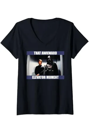 STAR WARS Darth Vader & Luke That Awkward Elevator Moment T-Shirt mit V-Ausschnitt