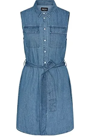 Pieces® Damen Pcosalina Sl DNM Mb Dress Noos Bc Kleid, , XL EU