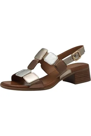 Tamaris Comfort Damen Sandalen mit Absatz aus Leder mit verstellbarem Riemen, Mehrfarbig , 41 EU