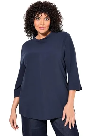 Ulla Popken Damen Sweatshirt, Querrippen, Stehkragen, 3/4-arm, , 50-52 EU