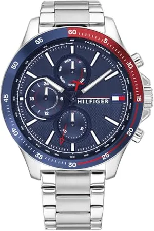 Tommy Hilfiger Multi Zifferblatt Quarz Uhr für Herren mit Silbernes Edelstahlarmband - 1791718