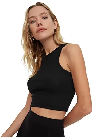 Trendyol Damen Strikket atlet på vej Super Crop Hemd, , S EU