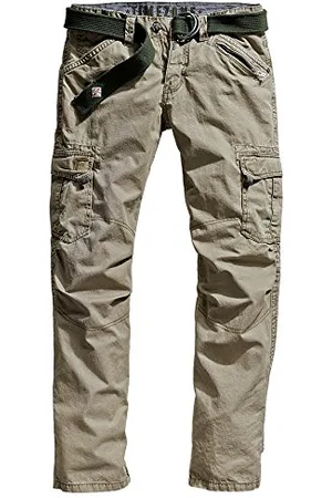 Timezone Herren Straight Leg Hose BenitoTZ cargo pants incl. belt, Gr. W36/L32, (dirty sand 6166)