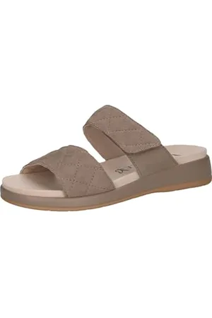 Caprice Damen Pantoletten aus Leder mit Klettverschluss, Braun , 40 EU