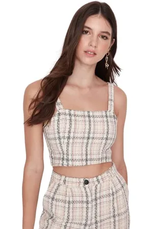 Trendyol Damen Übergröße Regular Standard Asymmetrischer Kragen Webstoff Große Größen in Bluse, , XL
