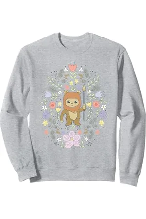STAR WARS Cute Ewok Spring Flowers Pastel Color Big Logo Sweatshirt