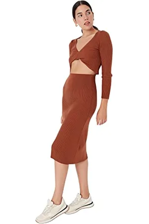 Trendyol Damen Midi Shift Regular Plus Size Dress Kleid, , XXL Große Größen EU