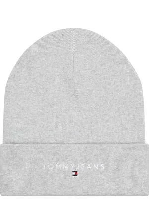 Tommy Hilfiger Herren Strickmütze Linear Logo Beanie Bio-Baumwolle, (Silver Grey Htr), Einheitsgröße