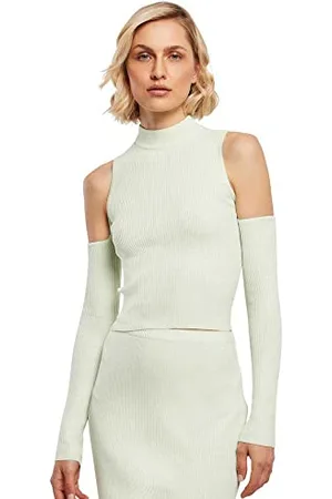 Urban classics Damen Ladies Rib Knit Cut Out Sleeve Longsleeve T-Shirt, , S
