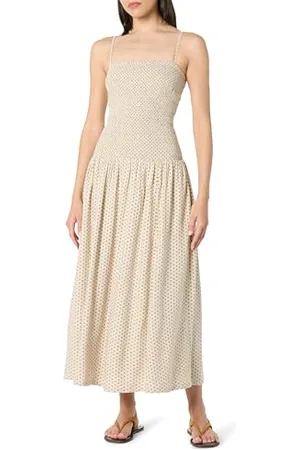 THE DROP Florencia Smocked Bodice Linen Maxi Dress Maxikleid, , XL