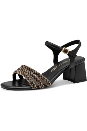Marco Tozzi Damen Sandalen mit Absatz Runde Spitze Elegant, (Black), 37 EU