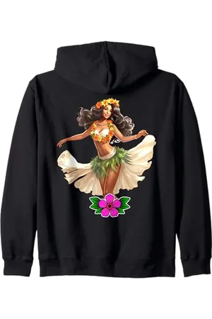 Urban Empyre Hübsches hawaiianisches Hula Pin-Up Girl Aquarell Kapuzenjacke