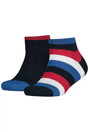 Tommy Hilfiger Jungen Socken TH KIDS BASIC STRIPE QUARTER, 2er Pack, Gestreift, Gr. 35 (Herstellergröße: 35-38), Blau ( 563)