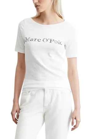 Marc O’ Polo Marc OߴPolo Damen T-Shirt aus Bio-Baumwolle mit U-Boot Ausschnitt, (White), S